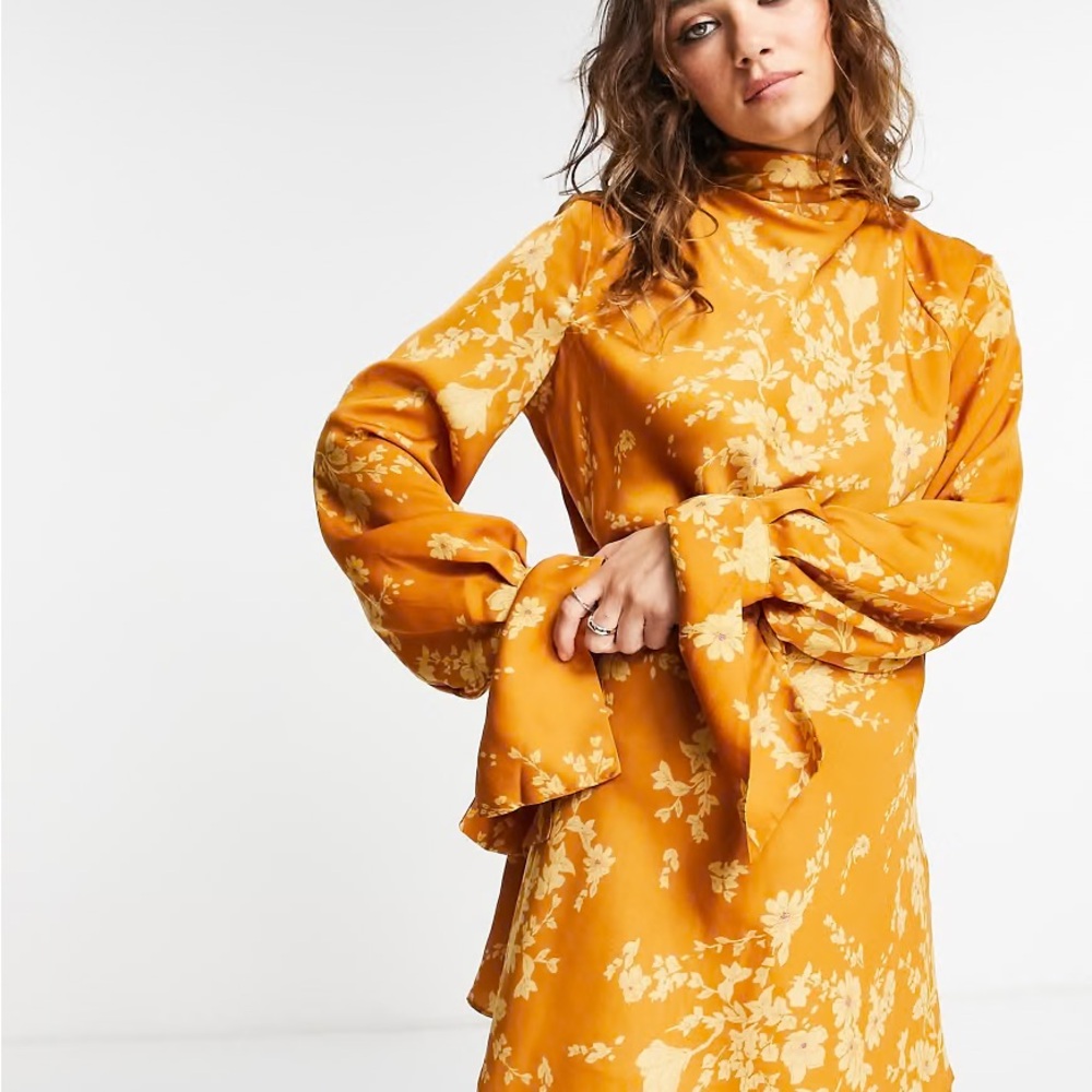 Free People Aries Long Sleeve Printed Mini Dress-multi $108 Retail